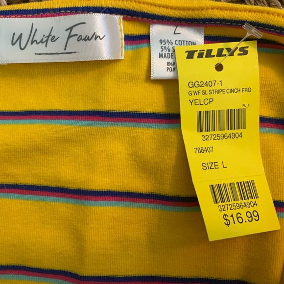 New White Fawn Large Girls Yellow Tank Striped - Picture 3 of 3